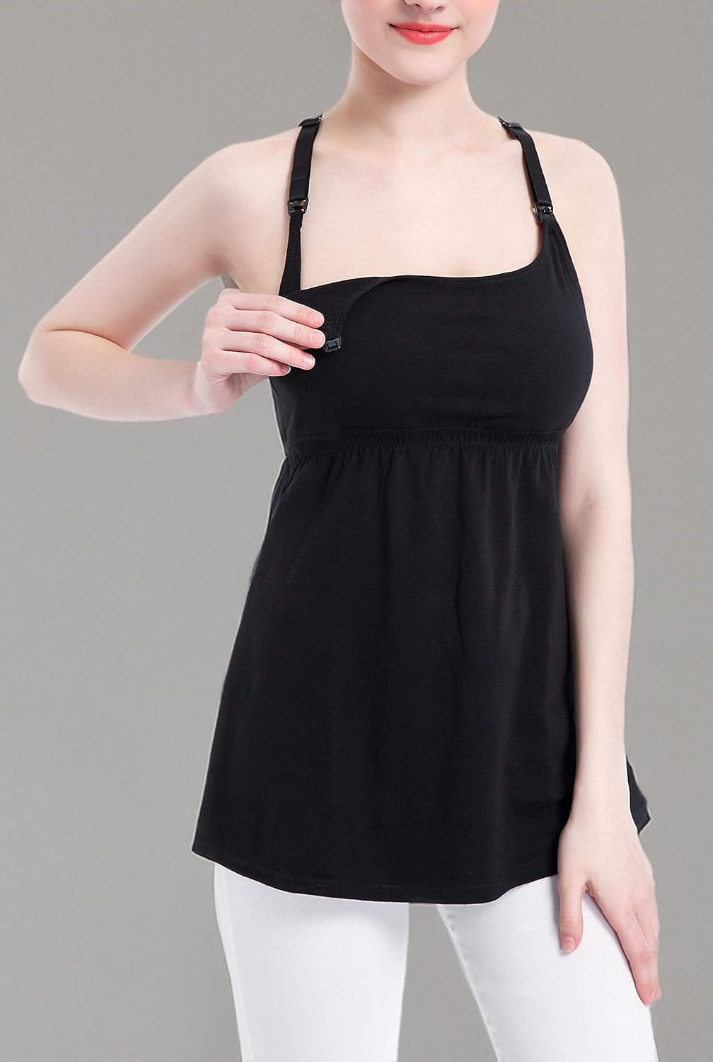 Cotton Nursing Tank Tops Maternity Cami with Shelf Bra Breastfeeding Shirts Pregnancy Clothes